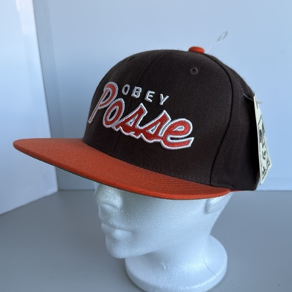 NWT Obey Brown and Orange Posse Snapback Hat Cap Wool Blend - Picture 4 of 9
